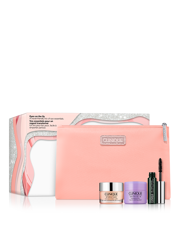 Eye Essentials: Beauty Gift Set, Set cu 3 produse esentiale pentru ochi, impreuna cu o geanta pentru cosmetice. Produse in valoare de 320 lei.